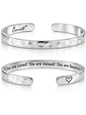 Meaningful Engraved Bracelets for Women – 316L Stainless Steel Cuff – Gift Ready